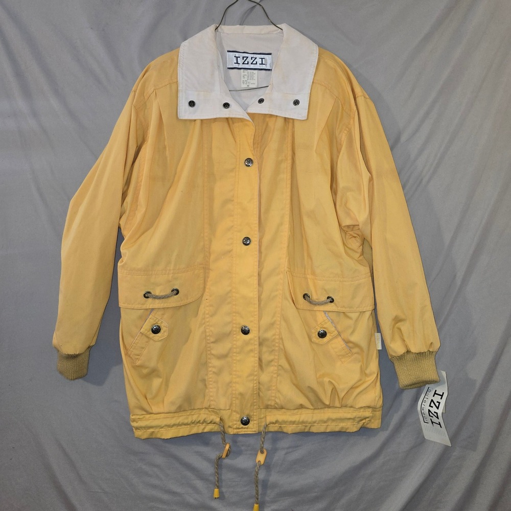 Izzi Jacket Medium Women Yellow Vintage Style Canvas Snap Front 8418 M